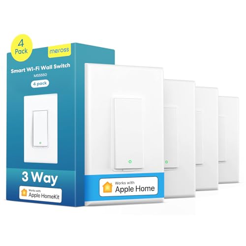 meross 4 Pack 3 Way Smart Switch Smart Light Switch Supports Apple HomeKit, Siri, Alexa, Google Assistant & SmartThings, Wall Switch Neutral Wire Required, Remote Control Timer - Image 1