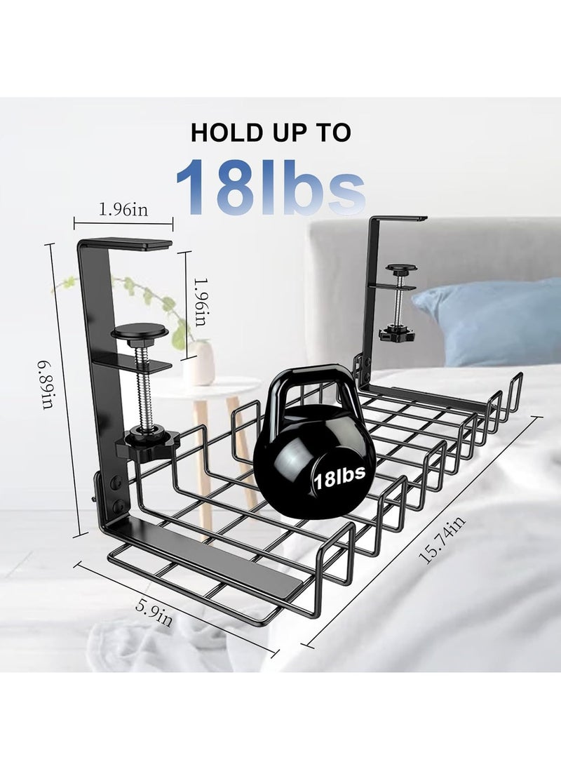 Alruht Under Desk Cable Management Tray, Super Sturdy Under Desk Wire Management Organizer,Clamp Install Metal Cord Management Rack,Perfect for Office Home,Cable Tray Basket Black  - Image 2
