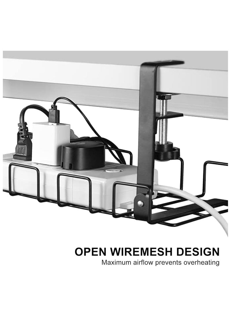 Alruht Under Desk Cable Management Tray, Super Sturdy Under Desk Wire Management Organizer,Clamp Install Metal Cord Management Rack,Perfect for Office Home,Cable Tray Basket Black  - Image 3