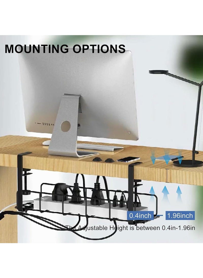 Alruht Under Desk Cable Management Tray, Super Sturdy Under Desk Wire Management Organizer,Clamp Install Metal Cord Management Rack,Perfect for Office Home,Cable Tray Basket Black  - Image 5