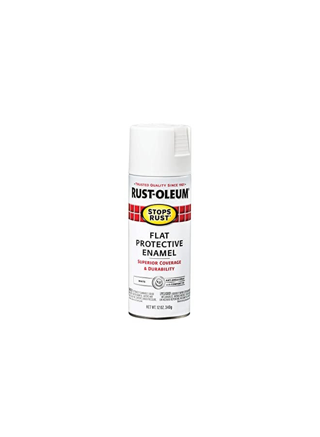Rust-Oleum 7790830 Stops Rust Spray Paint, 12 oz, Flat White - Image 1
