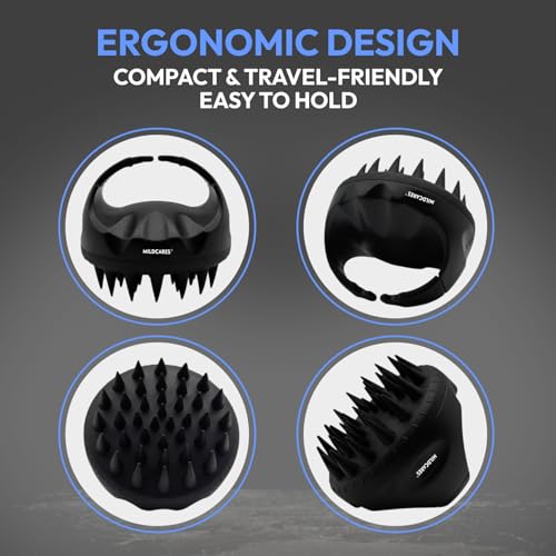 MildCares Jumbo Scalp Massager Brush (Black) | Soft Silicone Bristles Comb for Gentle Scalp Exfoliation, Deep Cleaning & Relaxing Dry/Wet Head Massage | All Hair Types | Shampoo Brush for Men & Women - Image 4