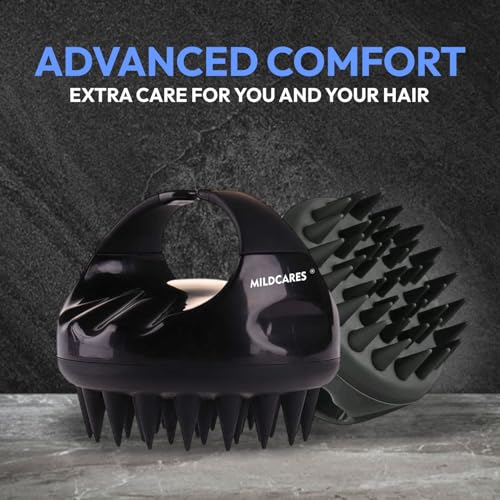 MildCares Jumbo Scalp Massager Brush (Black) | Soft Silicone Bristles Comb for Gentle Scalp Exfoliation, Deep Cleaning & Relaxing Dry/Wet Head Massage | All Hair Types | Shampoo Brush for Men & Women - Image 3