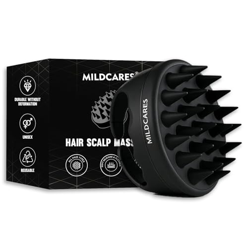 MildCares Jumbo Scalp Massager Brush (Black) | Soft Silicone Bristles Comb for Gentle Scalp Exfoliation, Deep Cleaning & Relaxing Dry/Wet Head Massage | All Hair Types | Shampoo Brush for Men & Women - Image 1