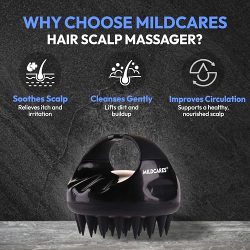 MildCares Jumbo Scalp Massager Brush (Black) | Soft Silicone Bristles Comb for Gentle Scalp Exfoliation, Deep Cleaning & Relaxing Dry/Wet Head Massage | All Hair Types | Shampoo Brush for Men & Women - Image 2