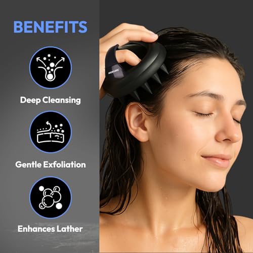 MildCares Jumbo Scalp Massager Brush (Black) | Soft Silicone Bristles Comb for Gentle Scalp Exfoliation, Deep Cleaning & Relaxing Dry/Wet Head Massage | All Hair Types | Shampoo Brush for Men & Women - Image 5