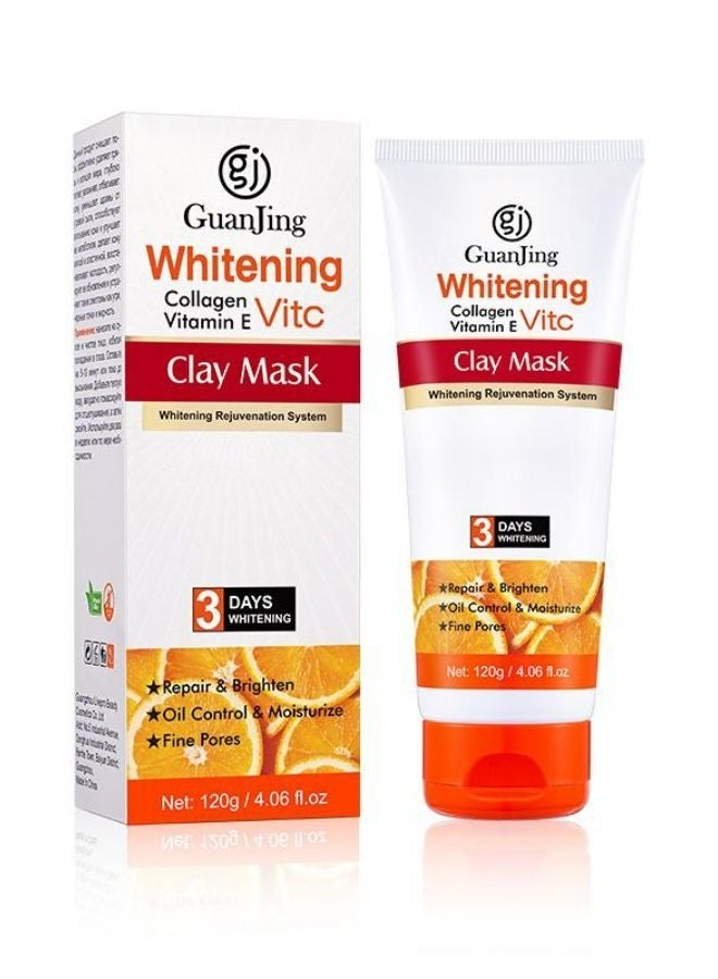 جوانجينج قناع طين للوجه لتبييض البشرة والتحكم في الزيوت، قناع طين للوجه بالكولاجين وفيتامين C للتنظيف العميق - Image 2
