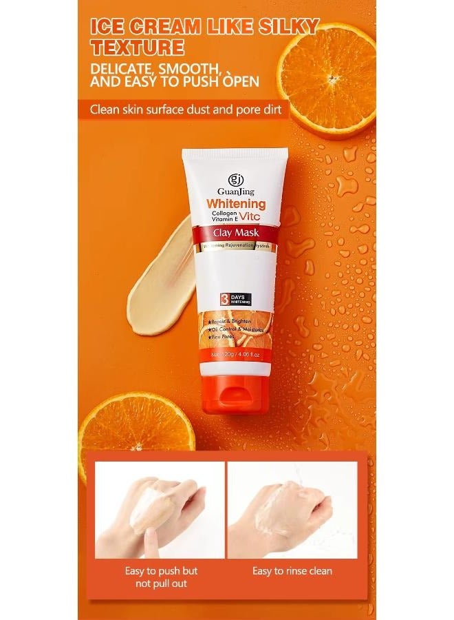 جوانجينج قناع طين للوجه لتبييض البشرة والتحكم في الزيوت، قناع طين للوجه بالكولاجين وفيتامين C للتنظيف العميق - Image 1