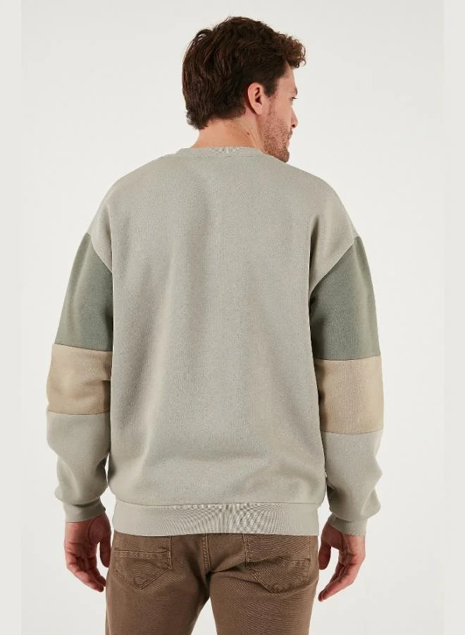 Buratti  Buratti Cotton Relaxed Fit Crew Neck Raised Color Block Sweat Men's SWEAT 5905298T for Men | Best Price UAE