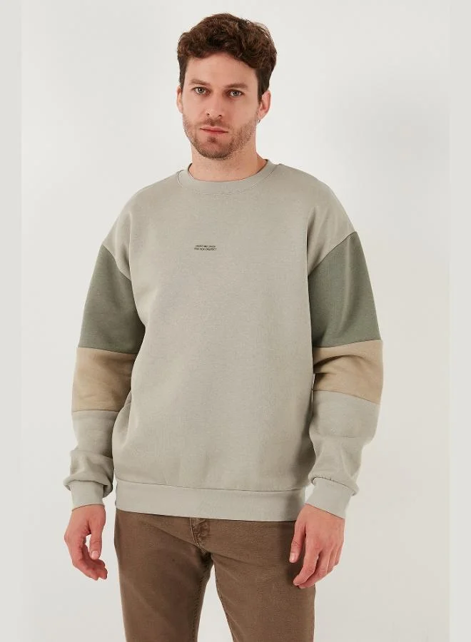 Buratti  Buratti Cotton Relaxed Fit Crew Neck Raised Color Block Sweat Men's SWEAT 5905298T for Men | Best Price UAE