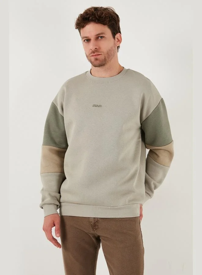 Buratti  Buratti Cotton Relaxed Fit Crew Neck Raised Color Block Sweat Men's SWEAT 5905298T for Men | Best Price UAE