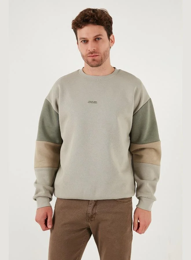 Buratti Cotton Relaxed Fit Crew Neck Raised Color Block Sweat Men's SWEAT 5905298T