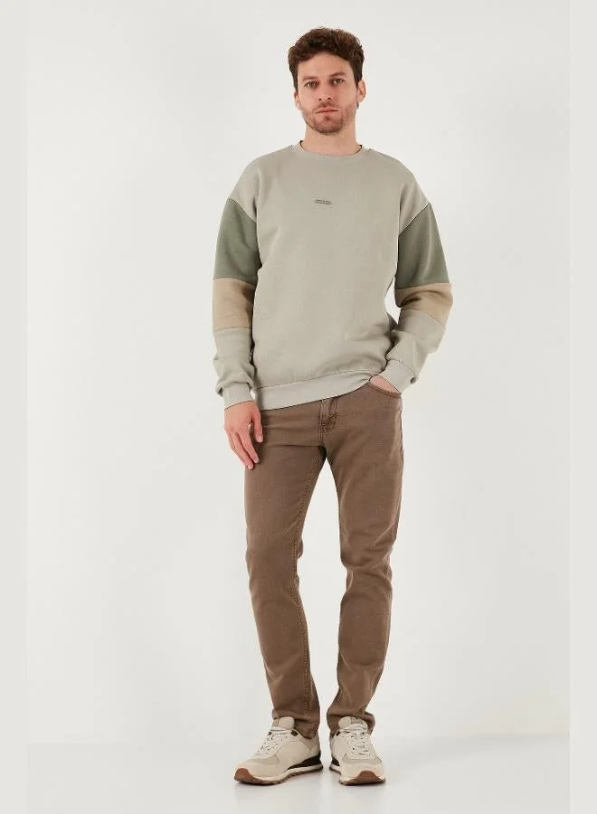 Buratti  Buratti Cotton Relaxed Fit Crew Neck Raised Color Block Sweat Men's SWEAT 5905298T for Men | Best Price UAE