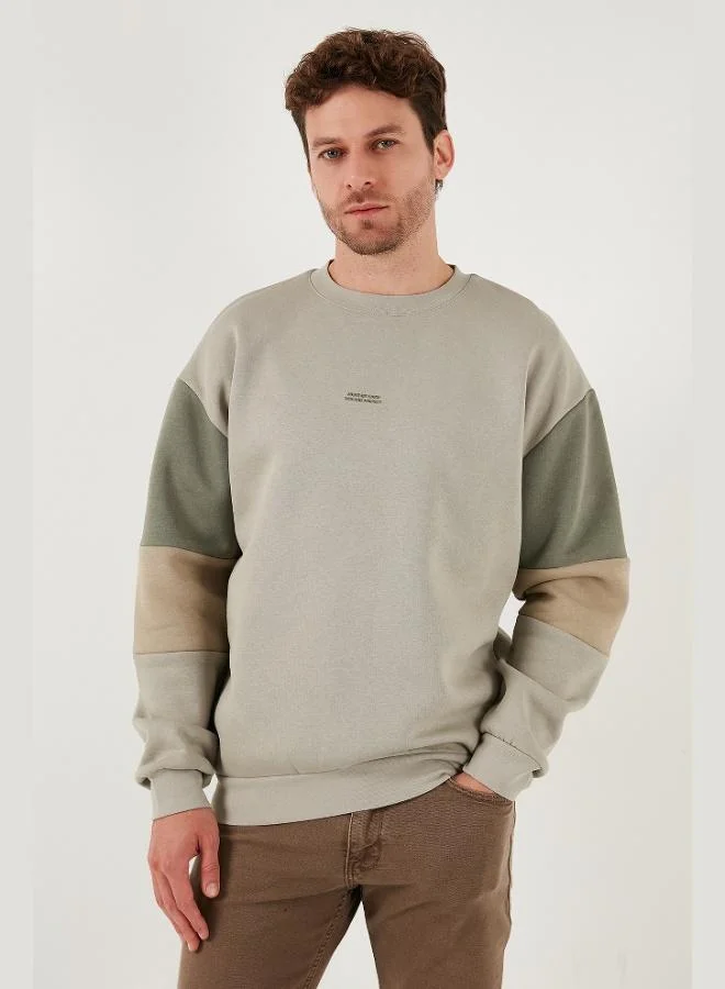 Buratti  Buratti Cotton Relaxed Fit Crew Neck Raised Color Block Sweat Men's SWEAT 5905298T for Men | Best Price UAE