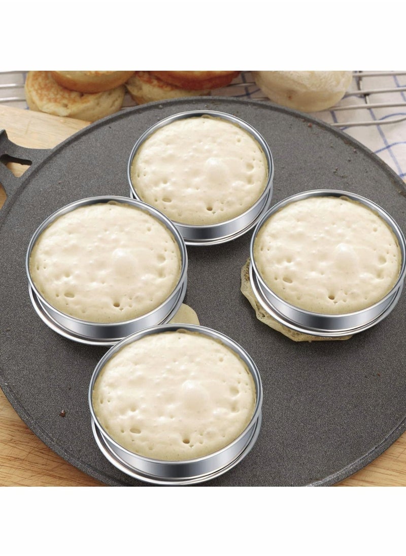 KASTWAVE 6 Pieces Muffin Tart Rings Double Rolled Tart Ring Stainless Steel Muffin Rings Metal Mousse Cake Pancake Ring Pastry Round Ring Mould for Home Food Making Cooking Baking Tool, 3.15 Inch  - Image 2