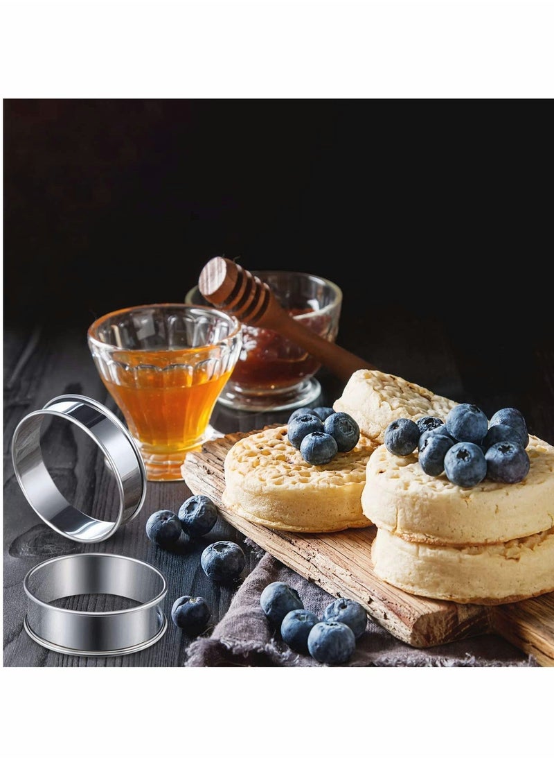 KASTWAVE 6 Pieces Muffin Tart Rings Double Rolled Tart Ring Stainless Steel Muffin Rings Metal Mousse Cake Pancake Ring Pastry Round Ring Mould for Home Food Making Cooking Baking Tool, 3.15 Inch  - Image 3