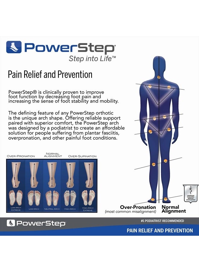 Powerstep نعل قمة - تقويم للعلاج من التهاب اللفافة الأخمصية - نعل تقويمي كامل الطول لدعم القوس مع انحراف معتدل - موصى به من قبل أطباء القدم #1 (م 14-15) - Image 3