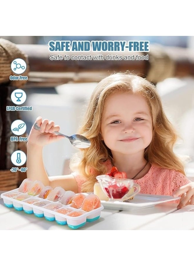 18 Ice Cube Tray with Removable Spill-Proof Lid, Freezer Ice Trays, Silicone Ice Cube Tray, Stackable Ice Trays with Lids (Multicolor)