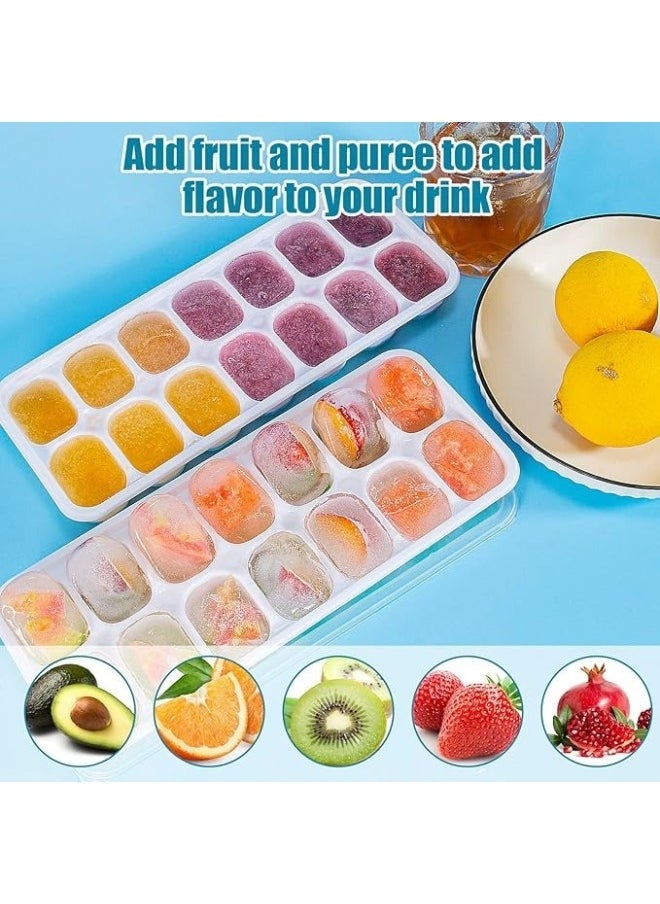 18 Ice Cube Tray with Removable Spill-Proof Lid, Freezer Ice Trays, Silicone Ice Cube Tray, Stackable Ice Trays with Lids (Multicolor)