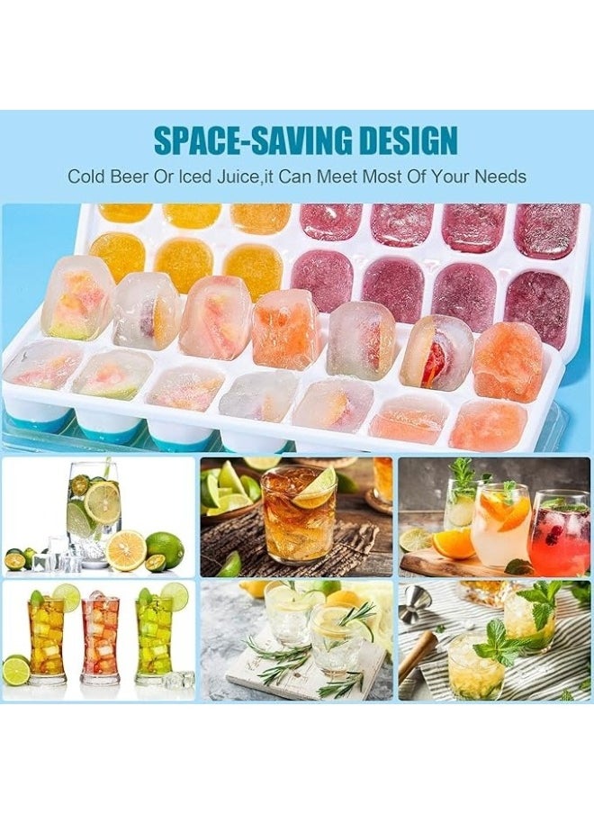 18 Ice Cube Tray with Removable Spill-Proof Lid, Freezer Ice Trays, Silicone Ice Cube Tray, Stackable Ice Trays with Lids (Multicolor)