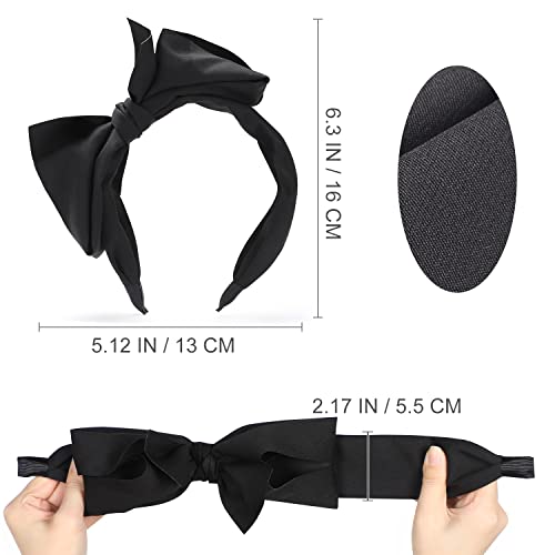 WantGor Women's Wide Turban Headbands with Knotted Bowknot Hair Hoop and Bows Accessories (Black) - Image 4