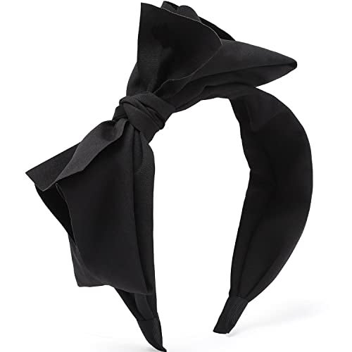 WantGor Women's Wide Turban Headbands with Knotted Bowknot Hair Hoop and Bows Accessories (Black) - Image 1