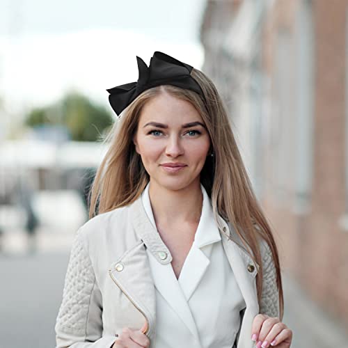 WantGor Women's Wide Turban Headbands with Knotted Bowknot Hair Hoop and Bows Accessories (Black) - Image 5