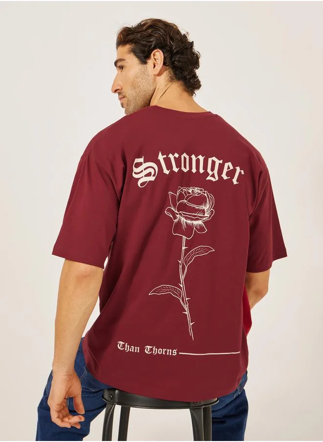 ستايلي Back Graphic Print Jersey Oversized T-Shirt