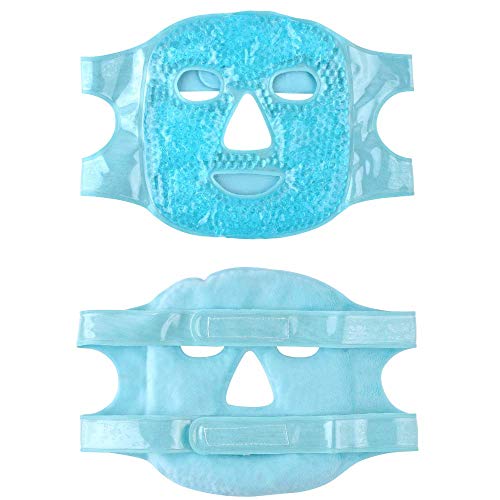 FOMI Hot and Cold Therapy Gel Bead Full Facial Mask by FOMI Care | Ice Face Mask for Migraine Headache, Stress Relief | Reduces Eye Puffiness, Dark Circles | Fabric Back (Full Face w/Eye Holes) - Image 2
