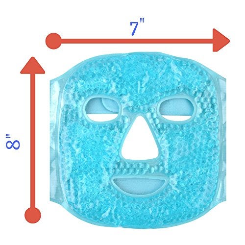 FOMI Hot and Cold Therapy Gel Bead Full Facial Mask by FOMI Care | Ice Face Mask for Migraine Headache, Stress Relief | Reduces Eye Puffiness, Dark Circles | Fabric Back (Full Face w/Eye Holes) - Image 3