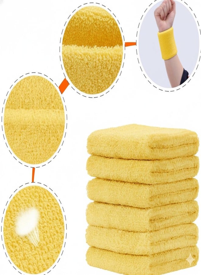 Canbee أربطة معصم ماصة للعرق من كانبي، مقاس 3 × 3 بوصة، مناسبة لرياضات التنس وكرة القدم وكرة السلة والجري والرياضات الأخرى والتمارين الرياضية، عبوة من قطعة واحدة (أصفر) - Image 4