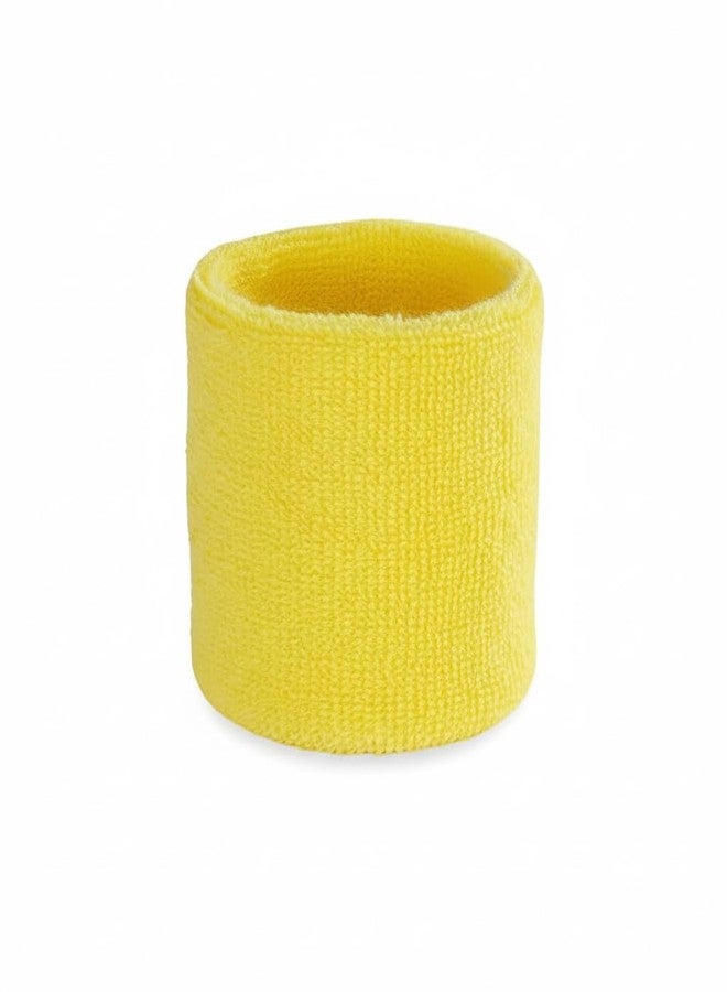 Canbee أربطة معصم ماصة للعرق من كانبي، مقاس 3 × 3 بوصة، مناسبة لرياضات التنس وكرة القدم وكرة السلة والجري والرياضات الأخرى والتمارين الرياضية، عبوة من قطعة واحدة (أصفر) - Image 1