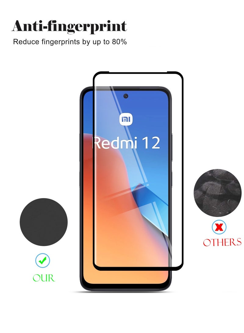 Techie واقي شاشة Techie Full Cover 10H Hardness HD من الزجاج المقوى لهاتف Redmi 12 - مضاد للخدش ومضاد لبصمات الأصابع ومضاد للفقاعات - Image 2