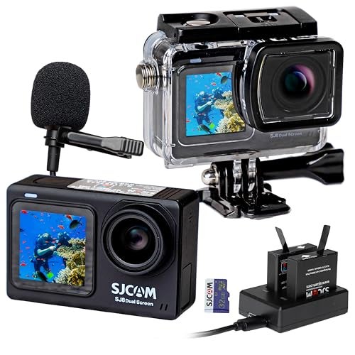 SJCAM SJ8 Dual Screen 4k 20MP Action Camera Kit | 2.33" Dual Touch Screen, 140° Wide-Angle | 30M Underwater, Super Night Vision with Mic, 3X 1200 mAh Batteries, Charger, 32GB SD Card - Image 1