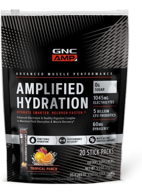 Amplified Hydration Enhanced Electrolyte And Healthy Digestion Complex Tropical Punch 20 Count
