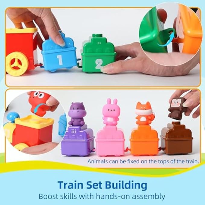 DIGITAL ANIMAL TRAIN PEEKABOO LEARNING TOYS, COUNTING, MATCHING, SORTING, PRESCHOOL MONTESSORI LEARNING TOY WITH 10 ANIMALS, FINGER PUPPETS, FINE MOTOR SKILL, BOY GIRL BIRTHDAY GIFT - Image 3
