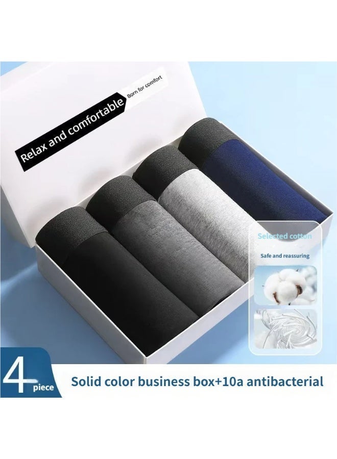 (4-pack) Men's breathable stretch boxer briefs, soft and stretchy mid-waist boxer briefs, lightweight and moisture-wicking fabric, flat legs that don't roll up, comfortable waistband, suitable for everyday wear, fitness and travel. - Image 2