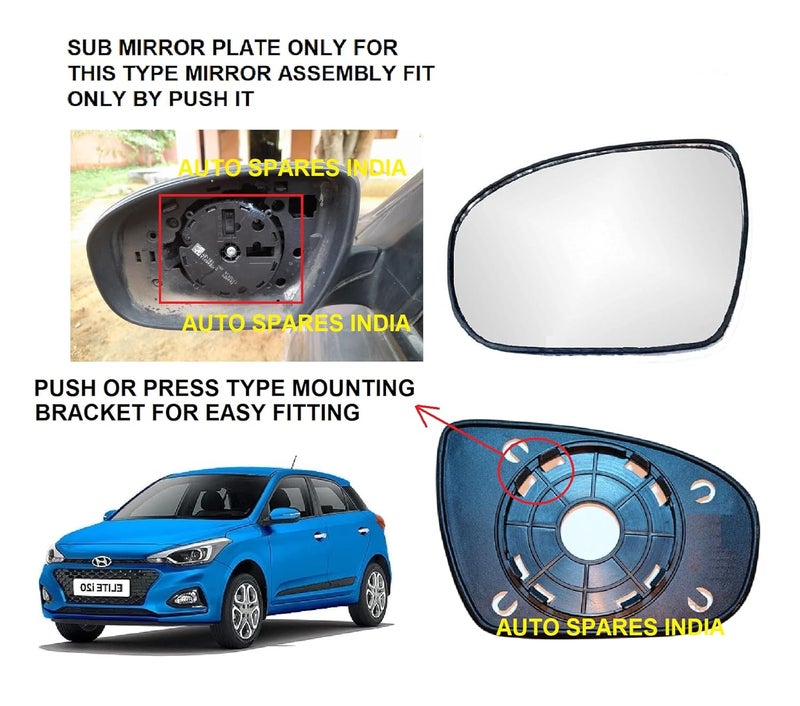 STYCARO - orvm Left Passenger Side Rear View Mirror Glass Plate for Hyundai I20 2ND GEN ACTIVE, I20 2ND GEN ELITE, I20 2ND GEN F/L ELITE 2015-2019 Model - Image 2