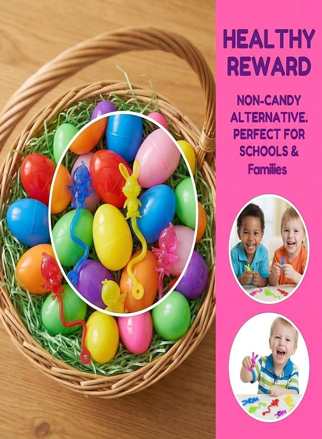 Menzcci 48 Pack Mini Easter Sticky Hand Toys with 24 Pcs Filled Plastic Eggs, Bunny Chick Sticky Stretchy Toys for Kids Boys Girls Easter Basket Stuffers Party Favors Gifts - Image 2