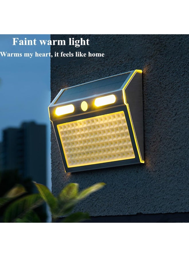 مصباح حائط خارجي يعمل بالطاقة الشمسية LED مع مستشعر حركة، مصباح أمان مقاوم للماء من الفولاذ المقاوم للصدأ للحديقة والفناء - Image 5