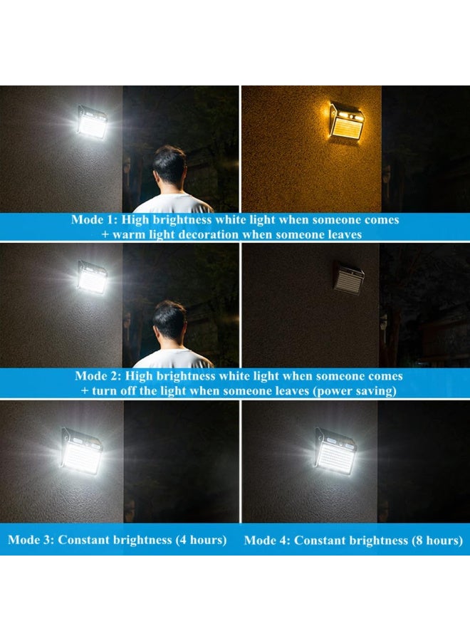 مصباح حائط خارجي يعمل بالطاقة الشمسية LED مع مستشعر حركة، مصباح أمان مقاوم للماء من الفولاذ المقاوم للصدأ للحديقة والفناء - Image 4