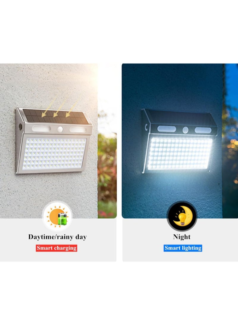 مصباح حائط خارجي يعمل بالطاقة الشمسية LED مع مستشعر حركة، مصباح أمان مقاوم للماء من الفولاذ المقاوم للصدأ للحديقة والفناء - Image 1