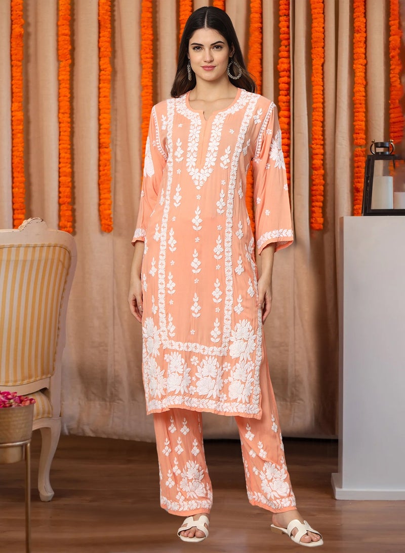 الايا مجموعة كورتا شيكانكاري مودال المطرزة يدويًا للنساء-AL4049KS  - Image 1