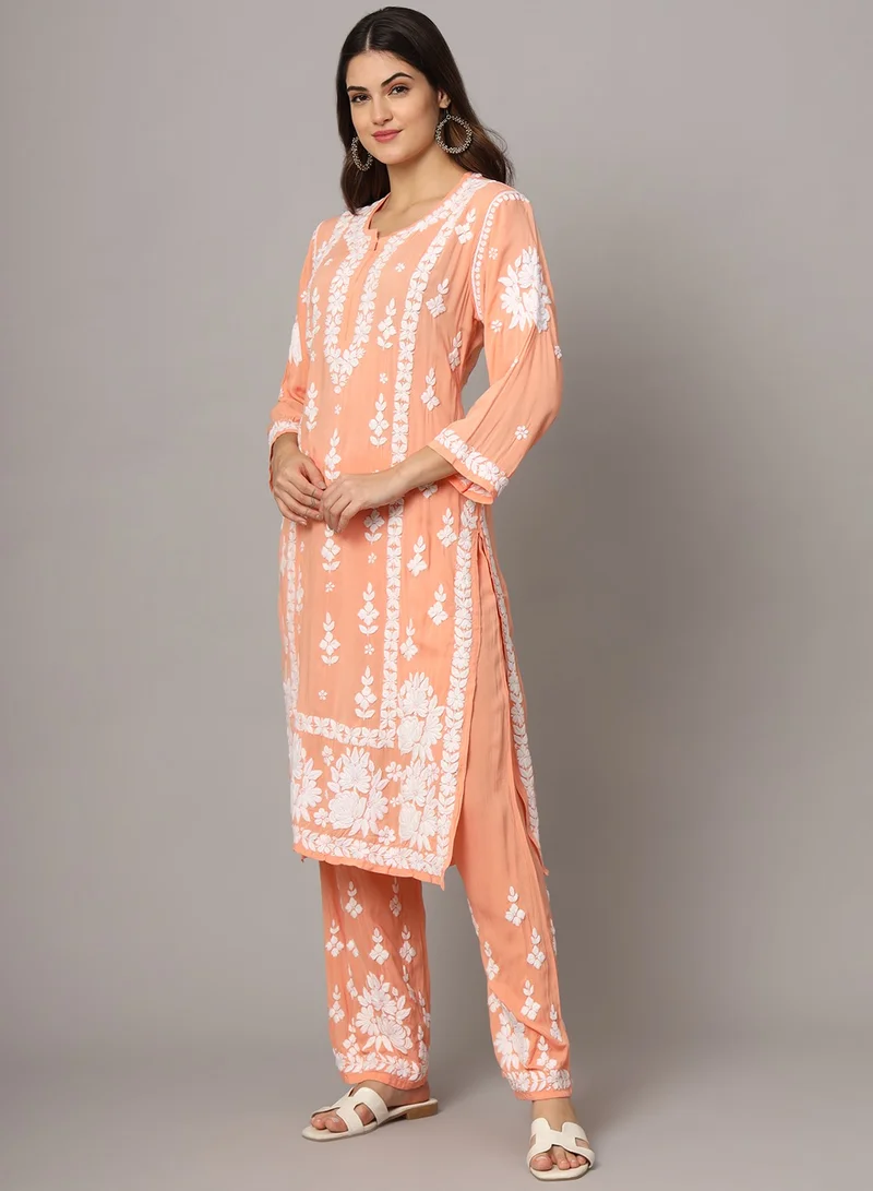 Alaya Women Hand Embroidered Chikankari Modal Kurta set-AL4049KS