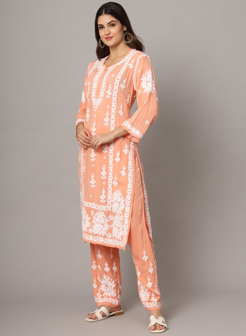 الايا مجموعة كورتا شيكانكاري مودال المطرزة يدويًا للنساء-AL4049KS  - Image 4