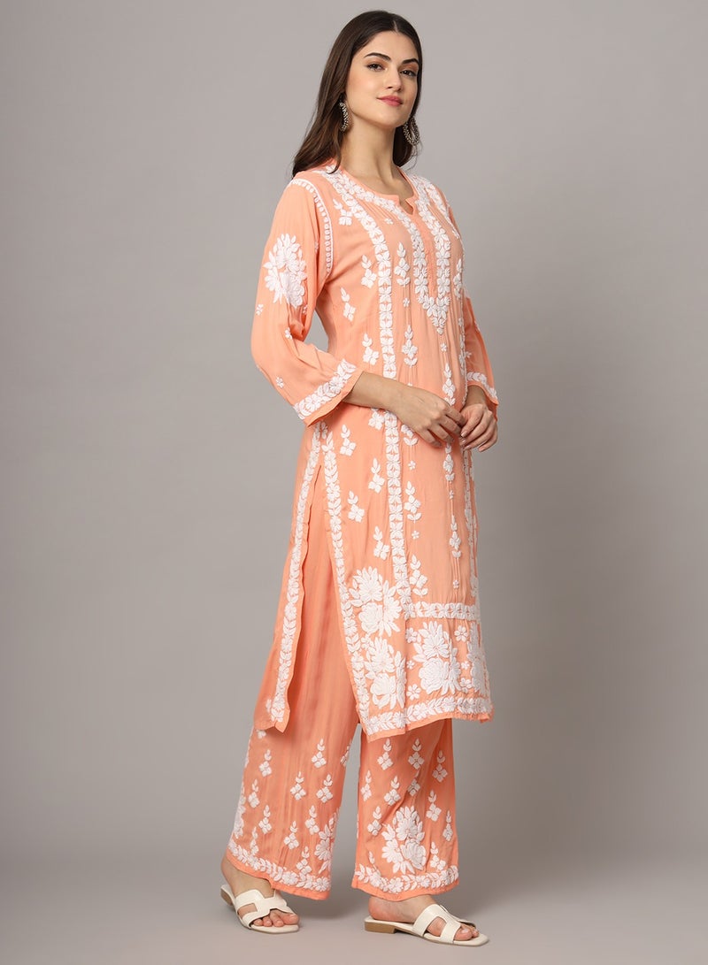 الايا مجموعة كورتا شيكانكاري مودال المطرزة يدويًا للنساء-AL4049KS  - Image 5