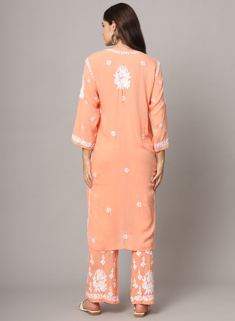 الايا مجموعة كورتا شيكانكاري مودال المطرزة يدويًا للنساء-AL4049KS  - Image 2