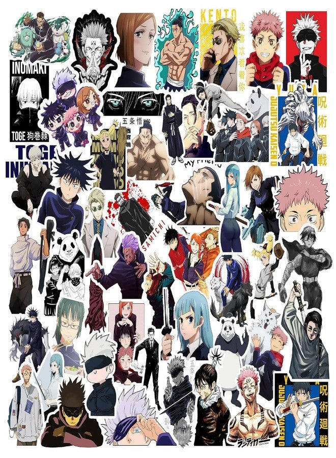 EXO DECOR Pack of 56 Jujutsu Anime Aesthetic Vinyl Stickers for Laptop, Journal, Bike Helmet, Diary, Guitar, Mobile Case - Waterproof Residue Free Manga Sticker - Image 1
