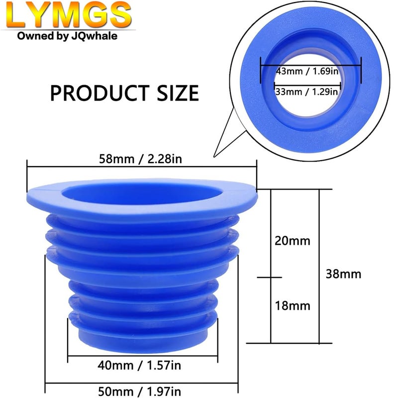 LYMGS Universal Fit Drain Pipe Hose Silicone Plug, Washing Machine Drain Hose Sealing Plug Kitchen Pipe Sewer Seal Ring Laundry Room Bathroom Bathtub, Black White Blue 3 Pack - Image 2