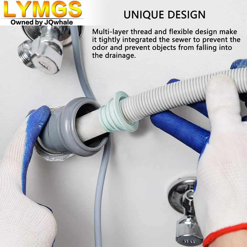 LYMGS Universal Fit Drain Pipe Hose Silicone Plug, Washing Machine Drain Hose Sealing Plug Kitchen Pipe Sewer Seal Ring Laundry Room Bathroom Bathtub, Black White Blue 3 Pack - Image 3